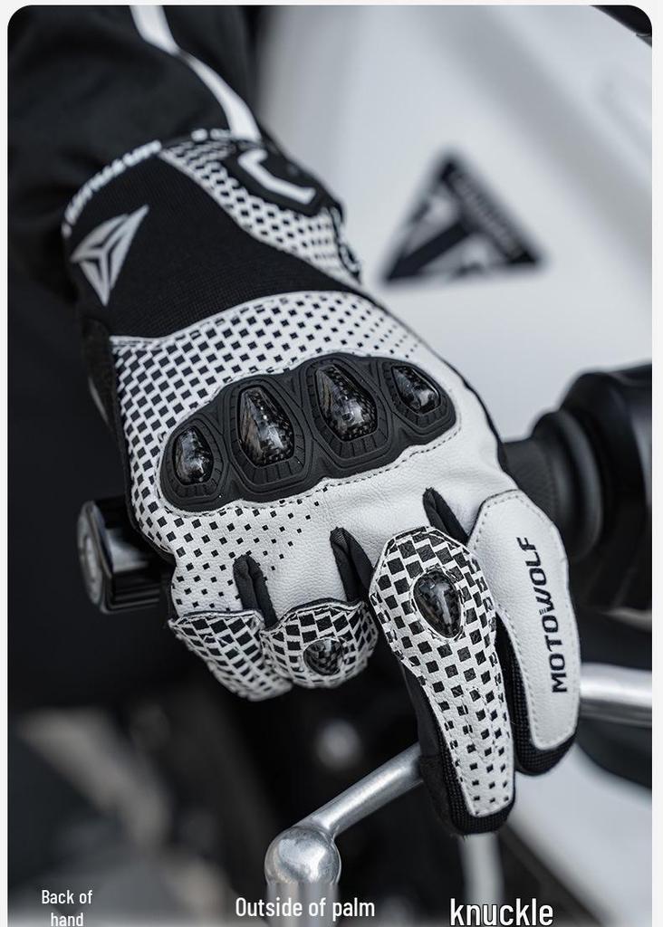 Carbon Fiber Motorcycle Gloves, Touchscreen & Breathable, All-Season Comfort, Protective Gear