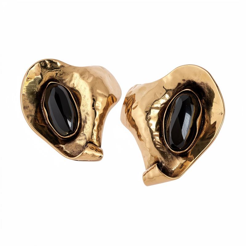 Vintage Geometric Resin Oval Earrings Elegant Women Jewelry