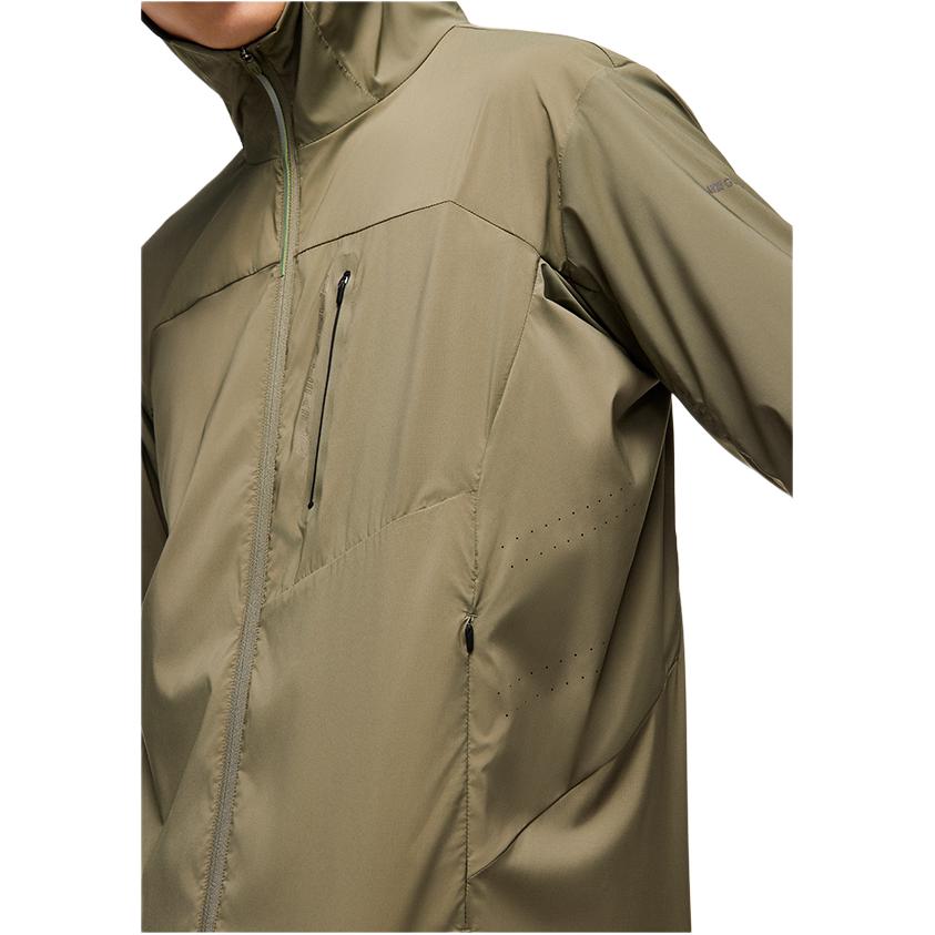 Anta Ветровка Outdoor Series, однотонная, на молнии, с капюшоном, с защитой от ультрафиолета, быстросохнущая, мужская, верхняя одежда, оливково-зеленая 152420613-2