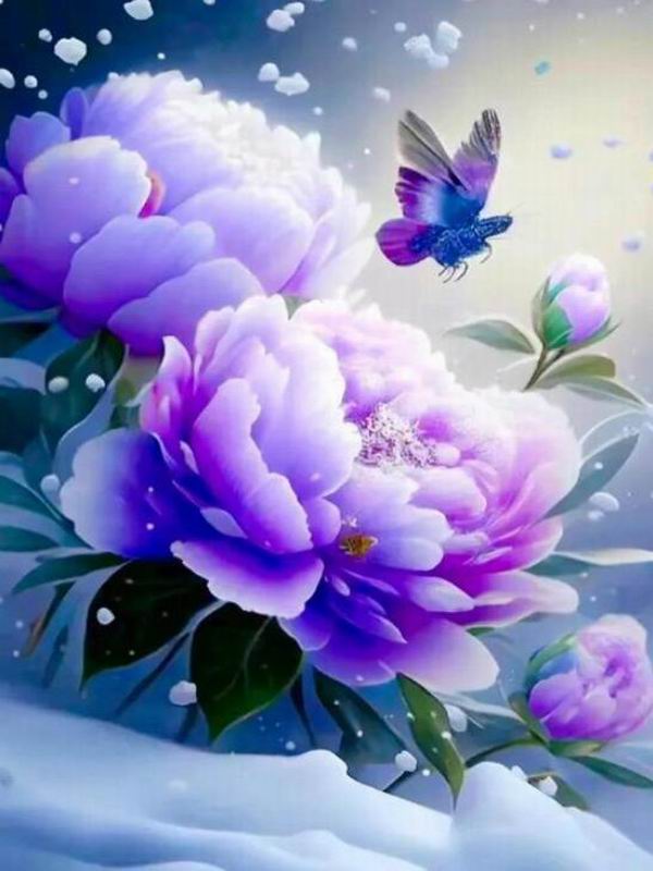 Алмазная картина, новая коллекция 2024, зимняя Пион-бабочка, сделай сам, полная вышивка стразами, цветочная мозаика, наборы для вышивки крестом, Настенный декор