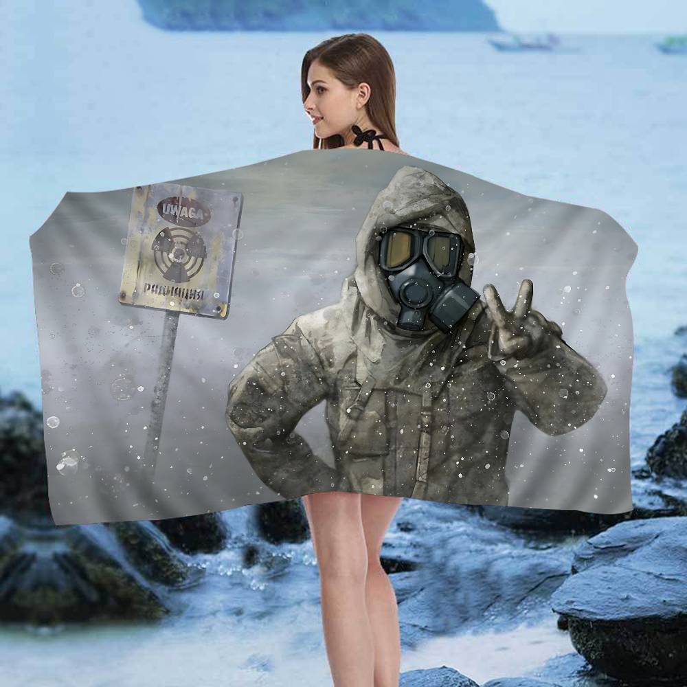 Horror Game S-Stalker Anime Beach Swimming Towel Soft Absorbent Washcloth Children's Gifts for Kids Travel Camping Gym