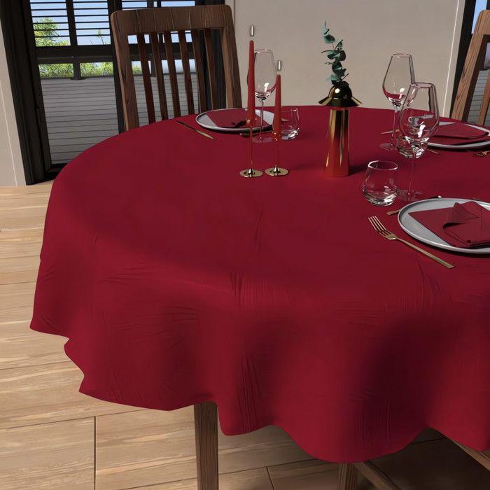 Round Anti-stain Tablecloth Diameter 180 Cm LUXURY Red, by Soleil d'Ocre