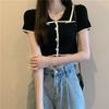 Ayollar uchun yozgi dizayn nishasi Slim Fit qisqa tepa Spicy Girl tepasi Ins polo yoqali qisqa yengli futbolka