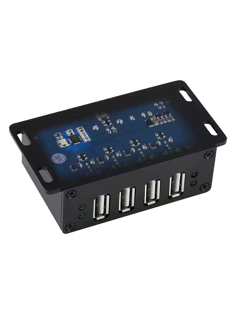 GGDX WaveShare Industrial 4-Channel USB 2.0 Multi-Port Hub Adapter Expansion 1 to 4 Metal Case