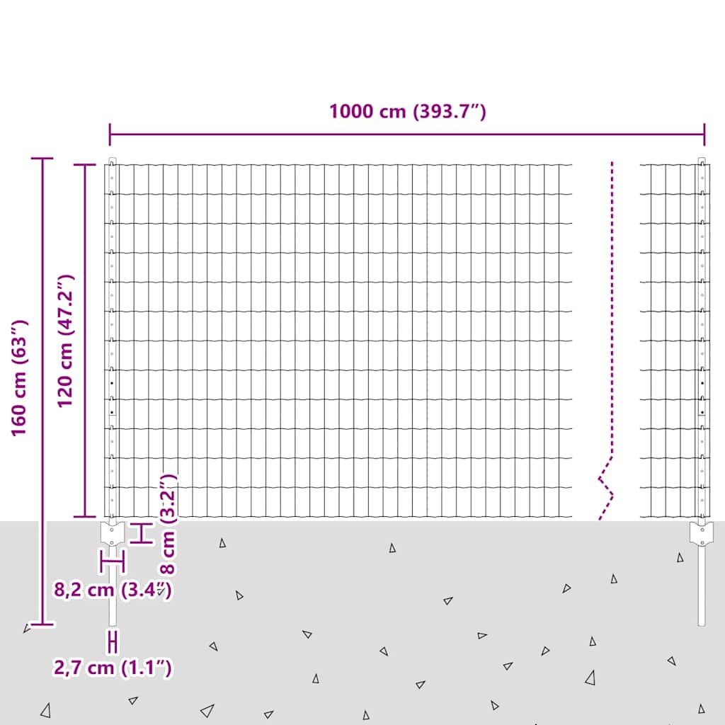 Welded Wire Fence 10 x 1.2 m (W x H)