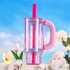 Бутылка для воды новая Ba Ba cup, большая емкость, стакан с трубочкой и ручкой, портативный ледяной стакан для автомобиля и улицы