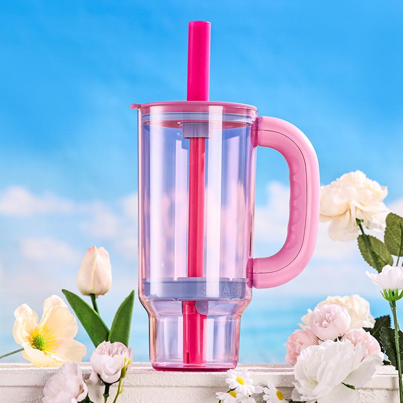 Бутылка для воды новая Ba Ba cup, большая емкость, стакан с трубочкой и ручкой, портативный ледяной стакан для автомобиля и улицы
