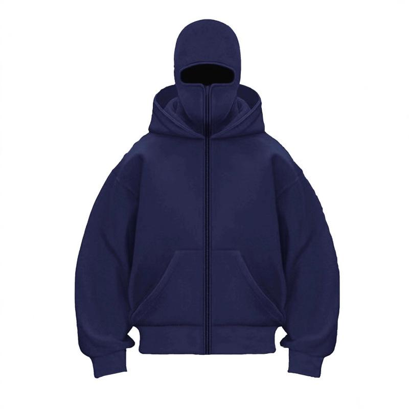 Double-layer hooded zipper sweater jacket loose street men and women couples spring and autumn new unique design