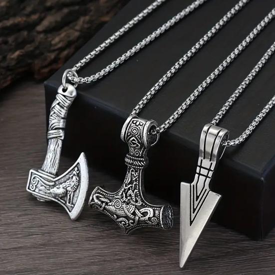 3 шт. Ожерелье викингов, молот викингов, наконечник копья, топор, скандинавский кулон, ювелирное изделие, амулет