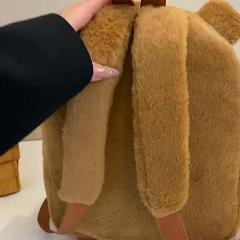 Embroidered Capybara Plush Backpack Cute Large Capacity School Bag Cartoon Animal Daypack Gifts