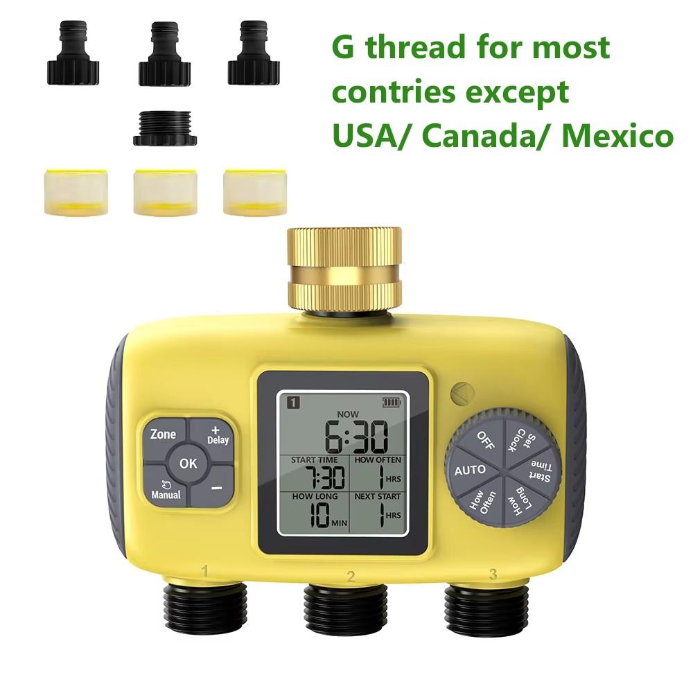 3-Outlet Automatic Water Timer Garden Irrigation Watering System Independent Control Sprinkler Programmer Tools