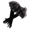 Velvet Organza Flower Long Gloves Elastic Etiquette Gloves Bridal Wedding Party Dress