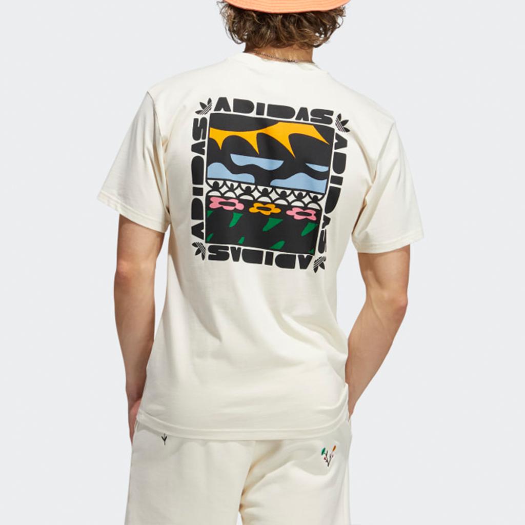 Adidas Спортивная футболка Originals Trefoil Bloom с графическим принтом, мужские топы Off-White H32305