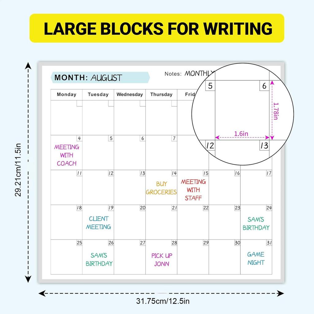 Reusable Unlimited Date Erase Wall Calendar - Planning Board For Home Daily Schedule Household Calendar Decorative Suppiles