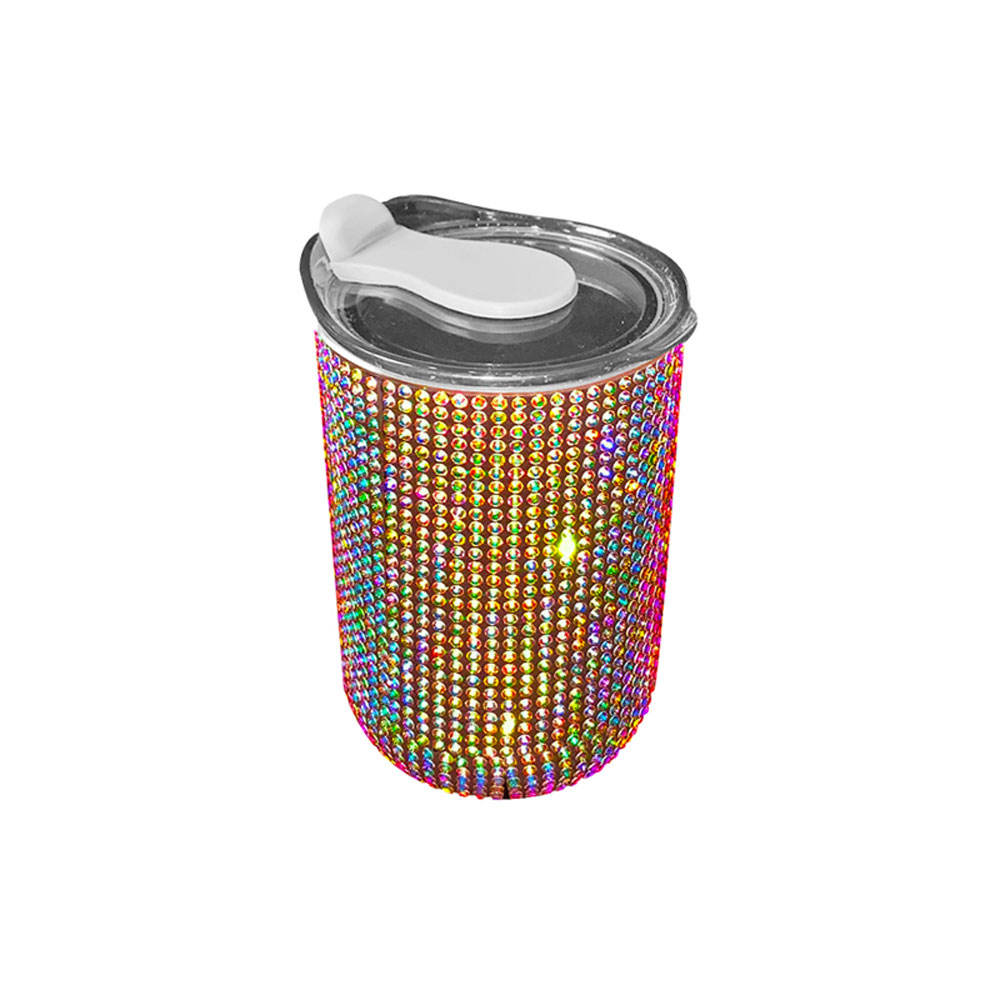 Автомобильная хрустальная кружка для напитков из нержавеющей стали с крышкой, соломенная бутылка для воды с блестками и бриллиантами, автомобильная кофейная кружка