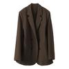 Women Suit Coat Lapel Long Sleeve Double Breasted Suit Jacket with Pockets Solid Color Loose Fit