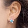 Cute Sea Turtle Stud Earrings For Women Fashion Imitation Blue Fire Opal Stud Earrings For Women Wedding Band Jewelry Gifts