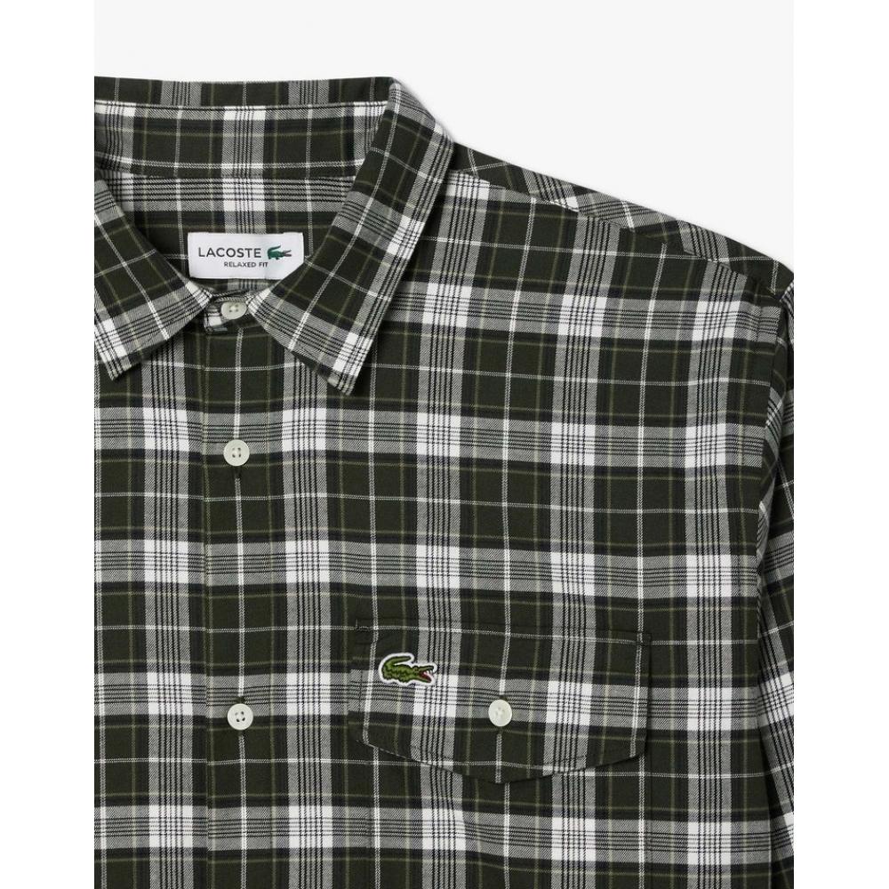 Lacoste Mens Medium Check Cotton Twill Shirt Ch6729 54n I68