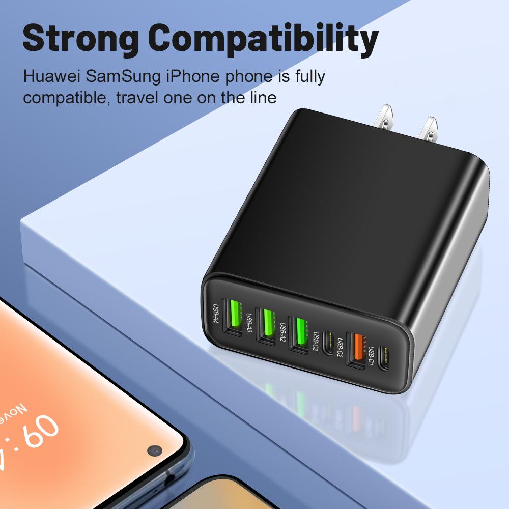 Многопортовое зарядное устройство: 2 порта Type-C PD + 4 порта USB, 3,1 А, Идеально для путешествий