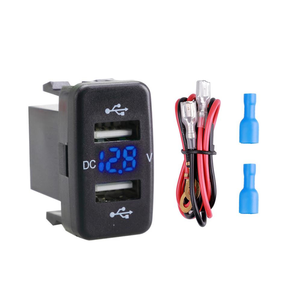 12 В-24 В автомобильное зарядное гнездо адаптер два порта USB быстрое зарядное гнездо с дисплеем напряжения для автоаксессуаров Toyota 40X22 мм
