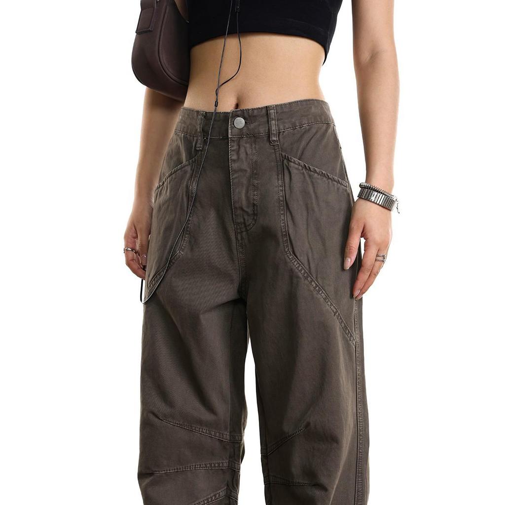 American Retro Washed Work Pants: New Unisex Loose Straight-Leg Micro-Flare Wide-Leg Floor-Length Design
