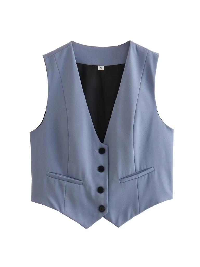 Women's Vest Black White Cropped Vest Top Women V Neck Sleeveless Vest Woman Fashion Working Summer Suit Vest Short Coats