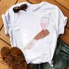 Women Black T Shirt Watercolor Butterfly Wine Glass Print T Shirt Female Funny Graphic Tee Shirts 90s Ladies Casual Tops Tee