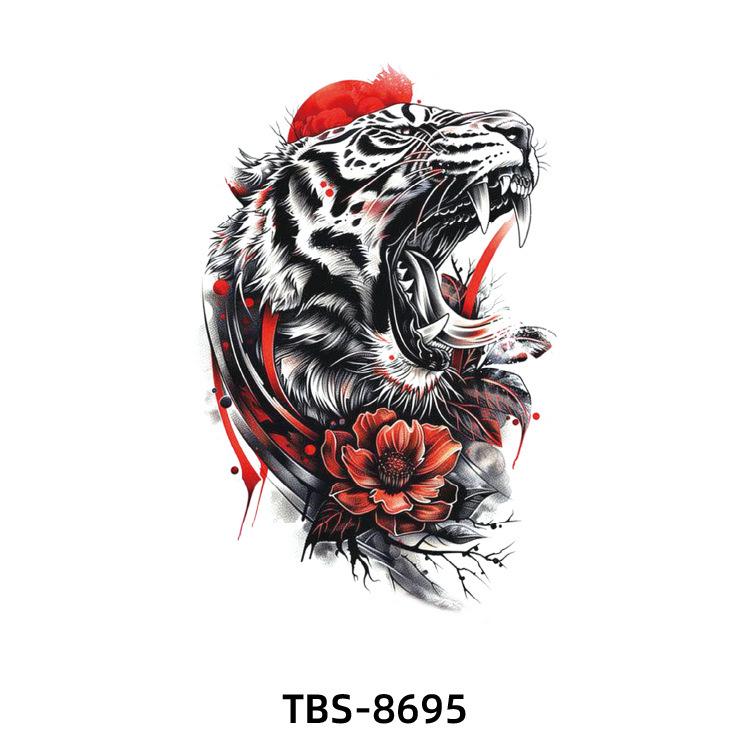 2025 Full/Half Arm Wolf, Tiger, & Flower Tattoo Stickers - European/American Style