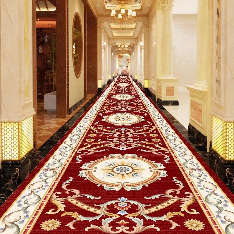 European High End Dining Hall Long Corridor Carpet Commercial Hotel Passageway Carpets Non-slip Home Lobby Carpet Runner Custom
