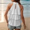Летние женские белые многослойные топы с бретельками на шее для женщин