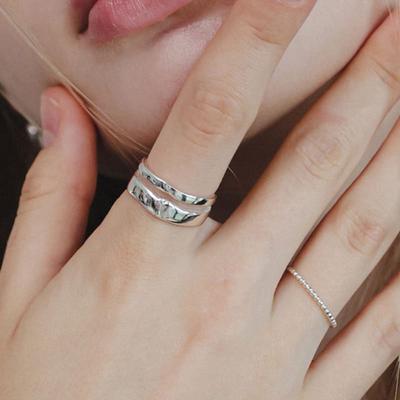 Серебряное открытое кольцо J.Lauren с двумя линиями R0681