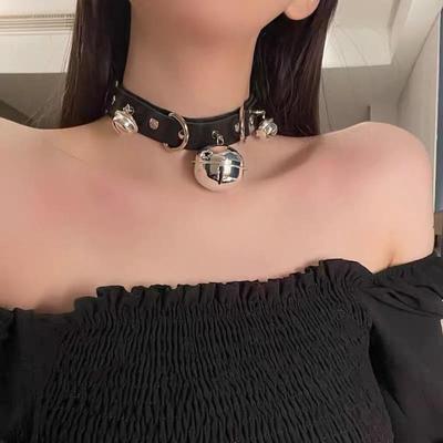 Сексуальное колье из искусственной кожи в стиле панк, готики, металлическое звено, цепочка-колокольчик, ожерелье, женское черное колье-воротник, ювелирные изделия для косплея, аксессуары в стиле Харадзюку
