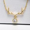 Christmas Inlaid Zircon Necklace Women, Antlers Elk Pendant Jewelry, Lady Style Cute Holiday Jewelry