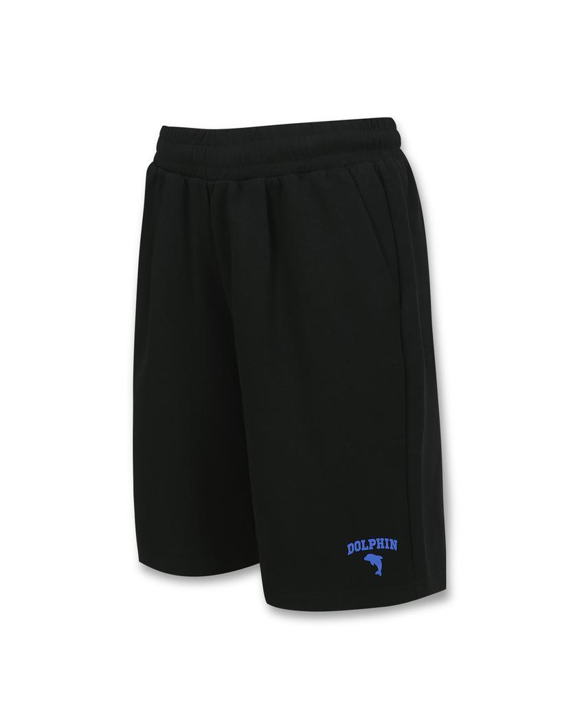 DOLPHIN WAVE APPAREL Черные шорты-бермуды с одним защипом и силиконовым принтом логотипа-арки