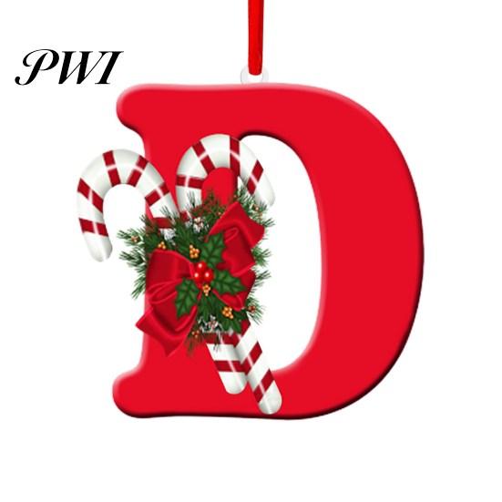 Christmas Party Themes Red Color 26-Letter Hanging Ornaments with Lanyard & Flower Charms Cute Decorations Tree Drop Decoration Holiday New Year Home