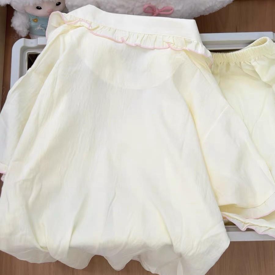 Soft cute princess style lace butter cake pajamas women's summer short-sleeved shorts set student dormitory loungewear