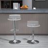 Set of 2 Contemporary Design Bar Stools Acrylic Seat and Metal Base - 360 degrees Swivel - Adjustable Height with Footrest - Transparent