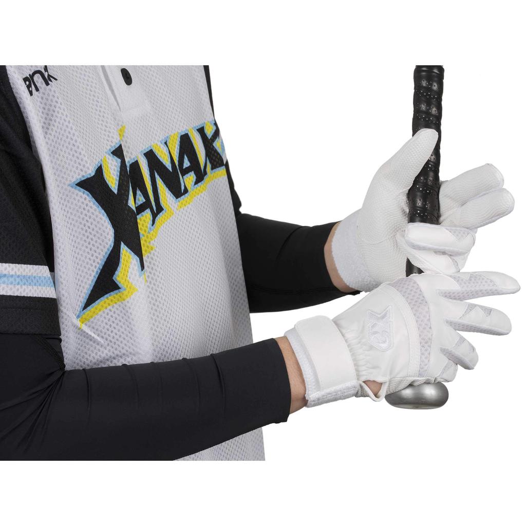 XANAX Baseball Batting Gloves for Both Hands BBG500K White X White M Compatible with High School Baseball