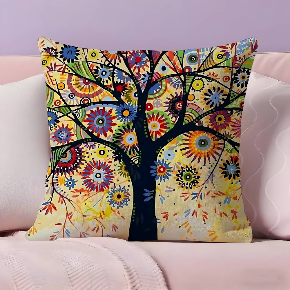 Colored Tree Pillow Case Ultra Soft Skin Friendly Fabric Cloud Like Comfort & Concealed Zipper