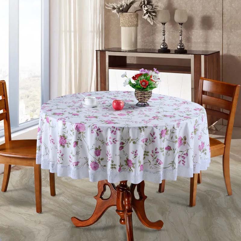 Large Round Table PVC Tablecloth Waterproof Oil Proof Scald Proof No Washing Lace Printed Pattern