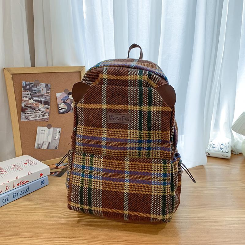Винтажный клетчатый школьный рюкзак для женщин