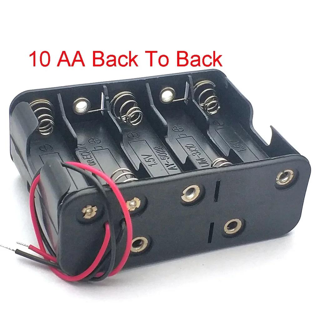 Black Plastic 4X 6X 8X 10X AA Battery Storage Case AA Back To Back Holder Container Aa Battery Storage Box Case Wire Lead Pin