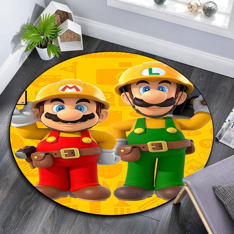 Super Mario pattern round rug,Carpet Rug for Living Room Bedroom Playroom ,Non-slip Floor Mat,Holiday Gifts and Birthday Gifts.