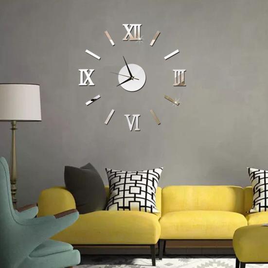 DIY 3D Mirror Surface Number Wall Hanging Clock Sticker Living Room Office Decor