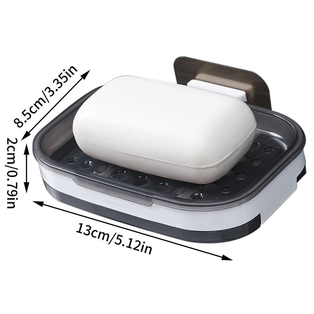 Wall Mounted Soap Holder Double Layer Soap Rack No Drilling Wall Mounted Soap Drain Holder Soap Holder Soap Tray Self-Adhesive
