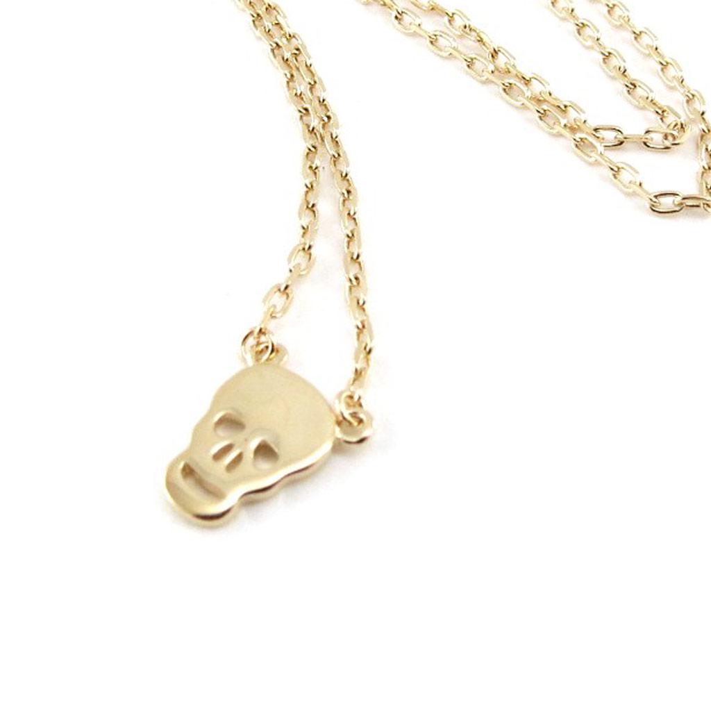 Les Trésors De Lily [J0857] - Gold Plated 'Skull' Necklace