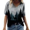 Женская футболка с V-образным вырезом, 3D цифровая печать, масляная живопись, цветочный тренд, футболка с коротким рукавом
