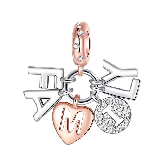 Семейный Шарм Fit Original Браслет Блестящая Бусина Diy Женские Украшения Подарок Медная Штучка Украшения Подарок на Вечеринку