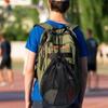 Drawstring Back Bag for Basketball Volleyball Storage, Single Football Bag Mesh Basketball Bag with Zippers Pocket