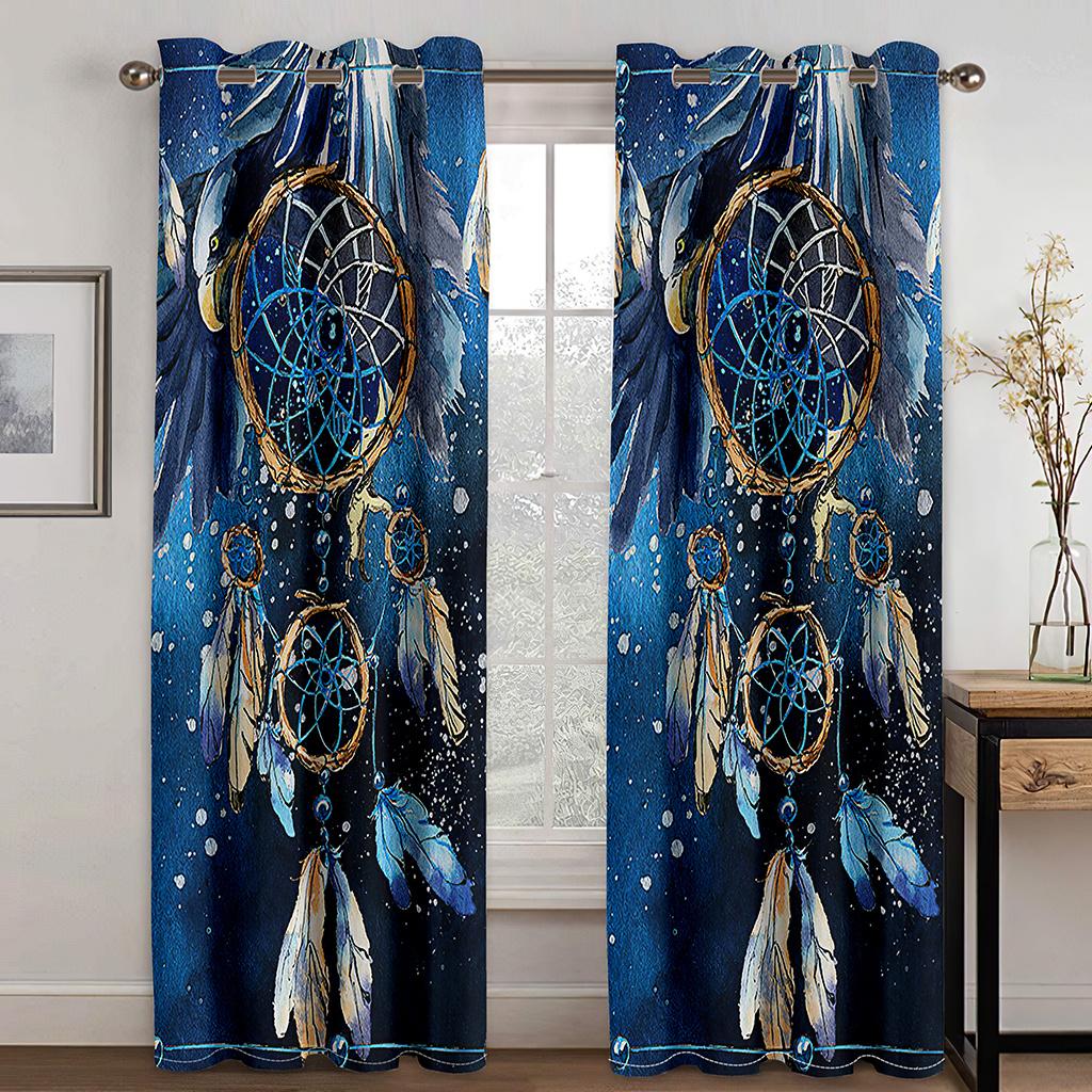 Цветные шторы-ловцы снов 3D Современный домашний декор Затемняющие шторы 2 панели Роскошный декор для гостиной, спальни, балкона